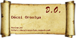 Décsi Orsolya névjegykártya